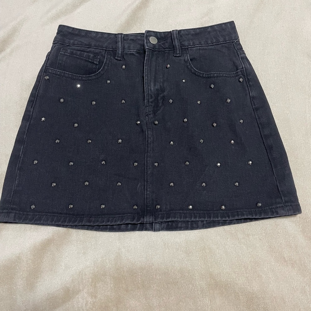 Kendall & Kylie Mini Denim Studded Skirt